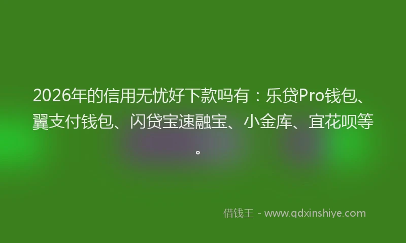 2026年的信用无忧好下款吗有:乐贷Pro钱包、翼支付钱包、闪贷宝速融宝、小金库、宜花呗等。