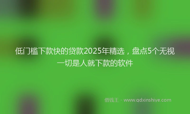 低门槛下款快的贷款2025年精选，盘点5个无视一切是人就下款的软件