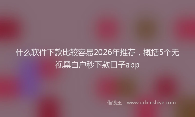 什么软件下款比较容易2026年推荐，概括5个无视黑白户秒下款口子app