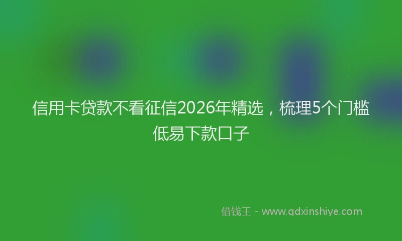 信用卡贷款不看征信2026年精选，梳理5个门槛低易下款口子