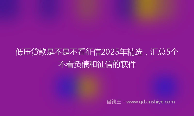 低压贷款是不是不看征信2025年精选，汇总5个不看负债和征信的软件