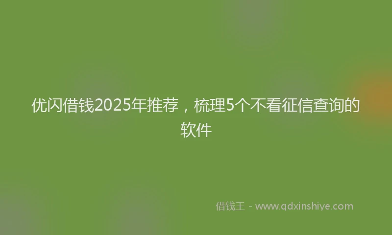 优闪借钱2025年推荐，梳理5个不看征信查询的软件