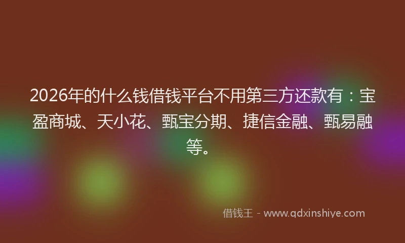 2026年的什么钱借钱平台不用第三方还款有：宝盈商城、天小花、甄宝分期、捷信金融、甄易融等。