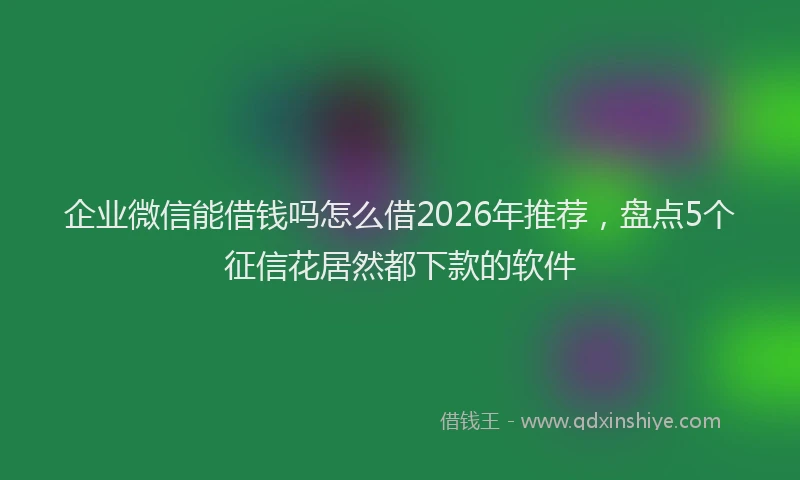 企业微信能借钱吗怎么借2026年推荐，盘点5个征信花居然都下款的软件