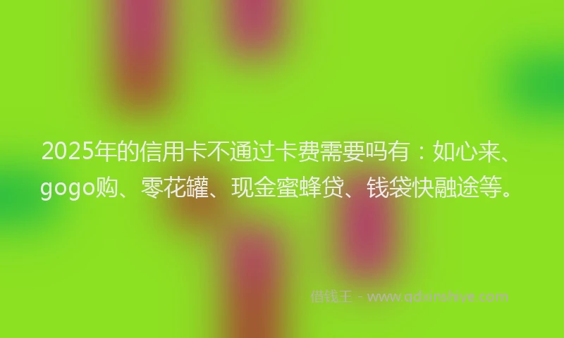 2025年的信用卡不通过卡费需要吗有：如心来、gogo购、零花罐、现金蜜蜂贷、钱袋快融途等。
