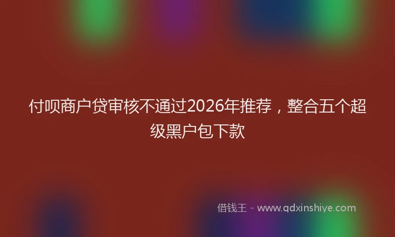 付呗商户贷审核不通过2026年推荐,整合五个超级黑户包下款