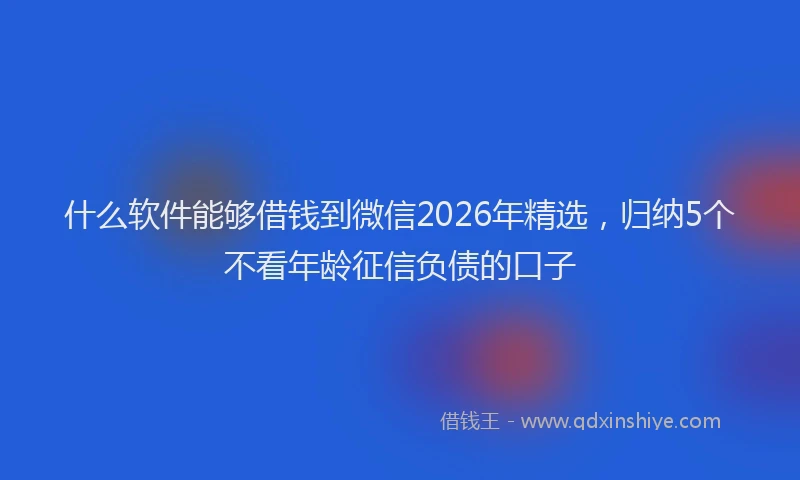 什么软件能够借钱到微信2026年精选，归纳5个不看年龄征信负债的口子