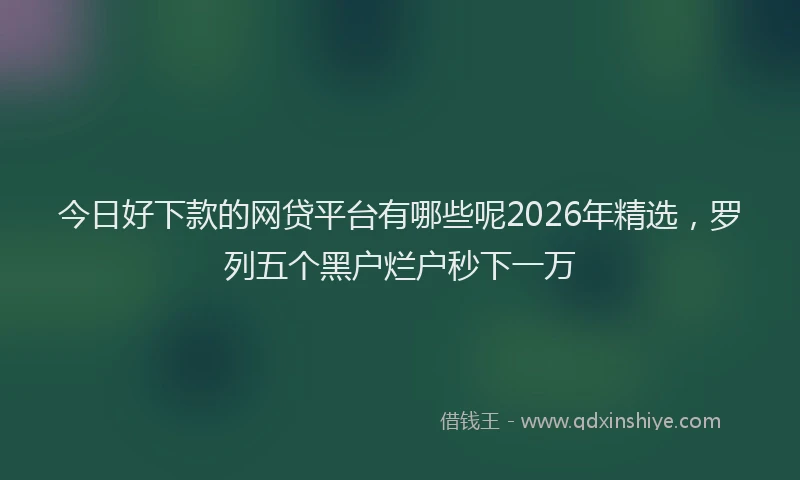 今日好下款的网贷平台有哪些呢2026年精选，罗列五个黑户烂户秒下一万