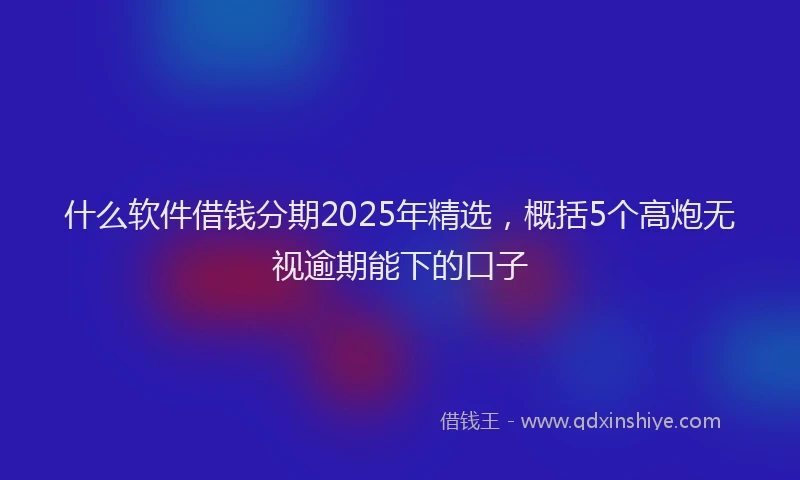 什么软件借钱分期2025年精选，概括5个高炮无视逾期能下的口子