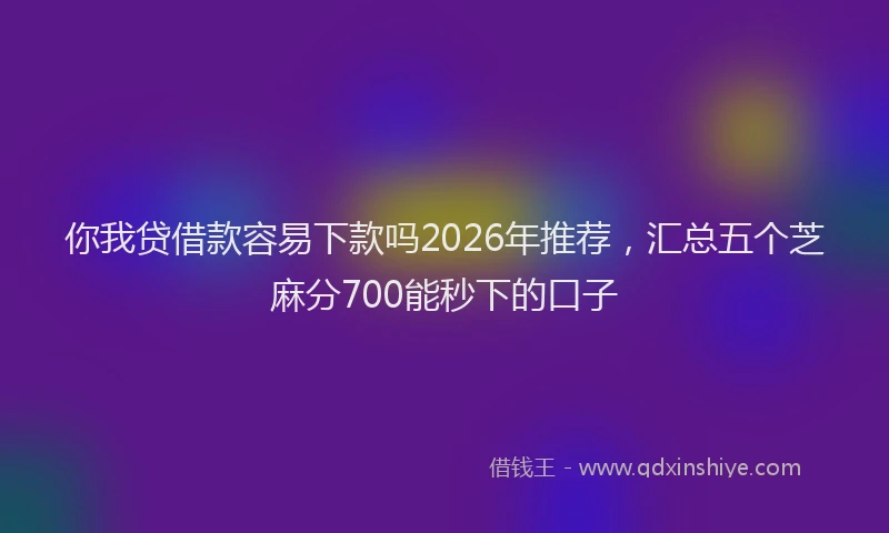 你我贷借款容易下款吗2026年推荐，汇总五个芝麻分700能秒下的口子
