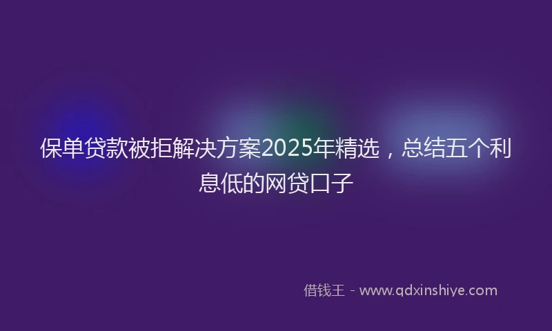 保单贷款被拒解决方案2025年精选，总结五个利息低的网贷口子