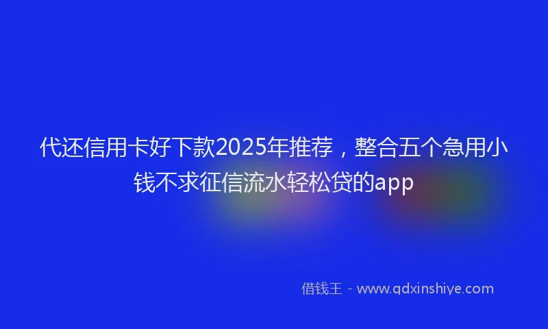 代还信用卡好下款2025年推荐，整合五个急用小钱不求征信流水轻松贷的app