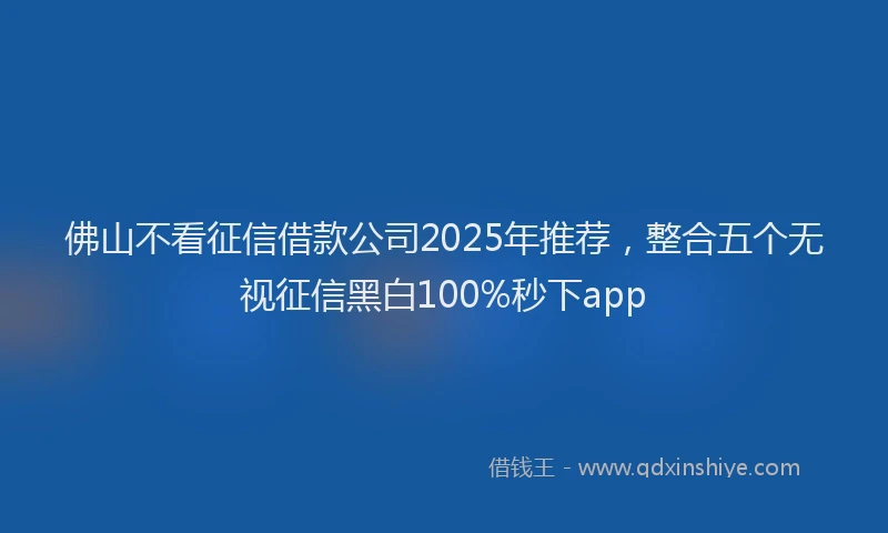 佛山不看征信借款公司2025年推荐,整合五个无视征信黑白100%秒下app