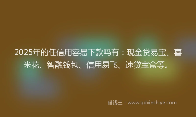 2025年的任信用容易下款吗有:现金贷易宝、喜米花、智融钱包、信用易飞、速贷宝盒等。