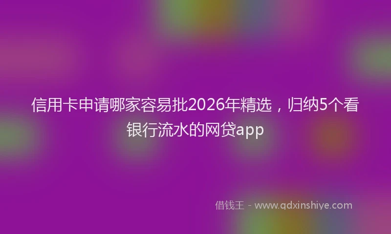 信用卡申请哪家容易批2026年精选，归纳5个看银行流水的网贷app