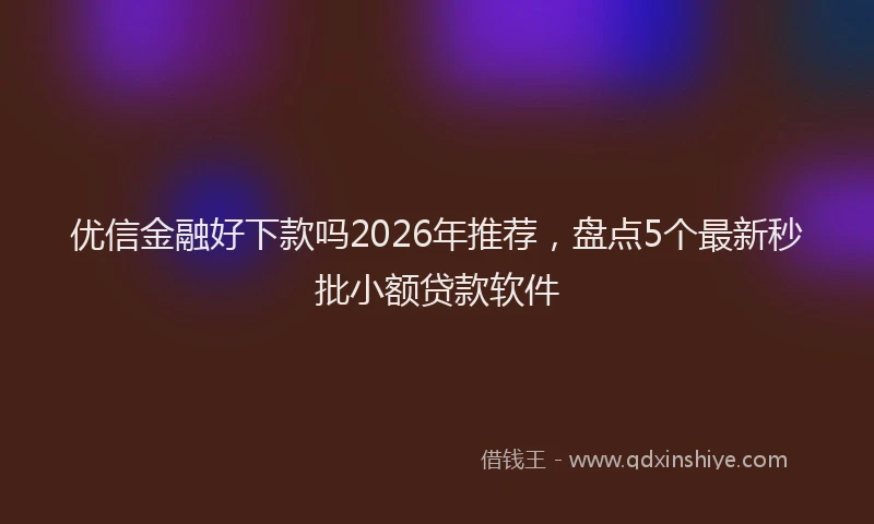 优信金融好下款吗2026年推荐，盘点5个最新秒批小额贷款软件