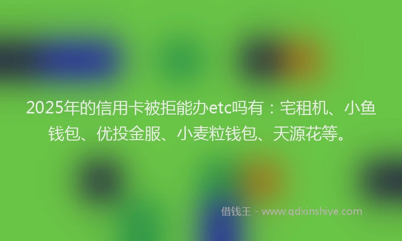 2025年的信用卡被拒能办etc吗有：宅租机、小鱼钱包、优投金服、小麦粒钱包、天源花等。