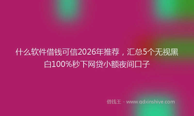 什么软件借钱可信2026年推荐，汇总5个无视黑白100%秒下网贷小额夜间口子