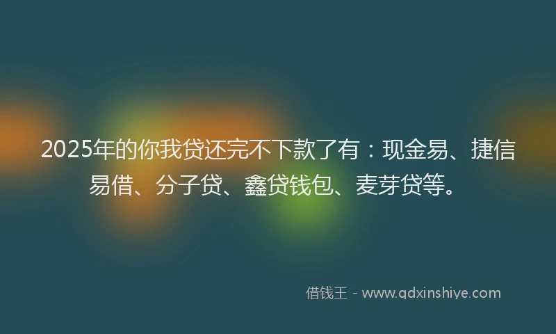 2025年的你我贷还完不下款了有：现金易、捷信易借、分子贷、鑫贷钱包、麦芽贷等。