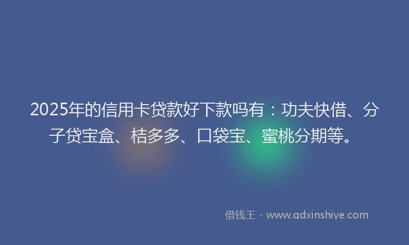 2025年的信用卡贷款好下款吗有：功夫快借、分子贷宝盒、桔多多、口袋宝、蜜桃分期等。