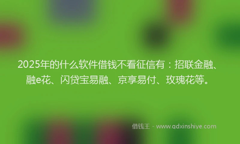 2025年的什么软件借钱不看征信有：招联金融、融e花、闪贷宝易融、京享易付、玫瑰花等。