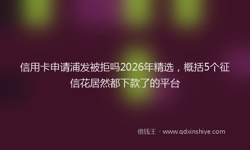 信用卡申请浦发被拒吗2026年精选，概括5个征信花居然都下款了的平台