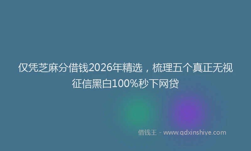 仅凭芝麻分借钱2026年精选，梳理五个真正无视征信黑白100%秒下网贷