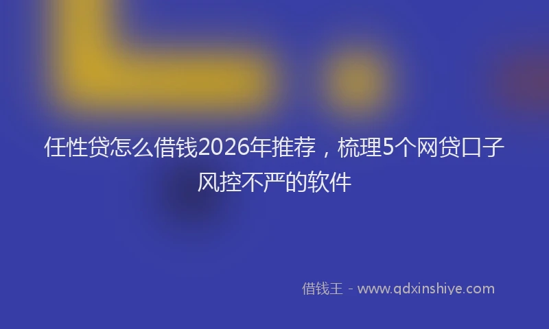 任性贷怎么借钱2026年推荐,梳理5个网贷口子风控不严的软件