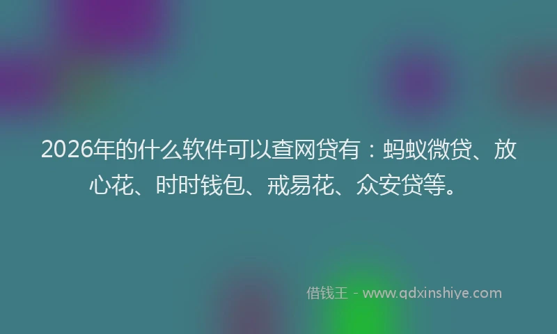 2026年的什么软件可以查网贷有：蚂蚁微贷、放心花、时时钱包、戒易花、众安贷等。