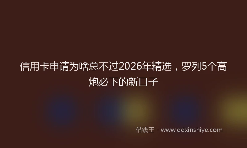 信用卡申请为啥总不过2026年精选,罗列5个高炮必下的新口子