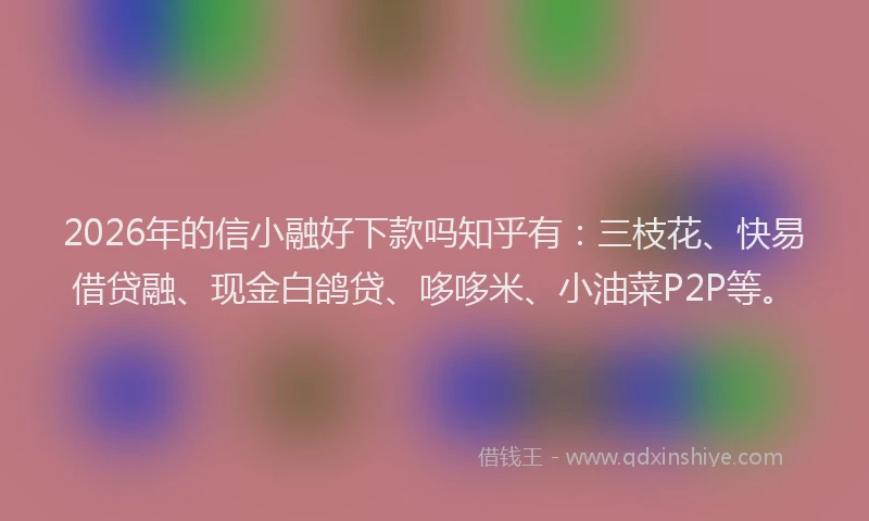 2026年的信小融好下款吗知乎有：三枝花、快易借贷融、现金白鸽贷、哆哆米、小油菜P2P等。