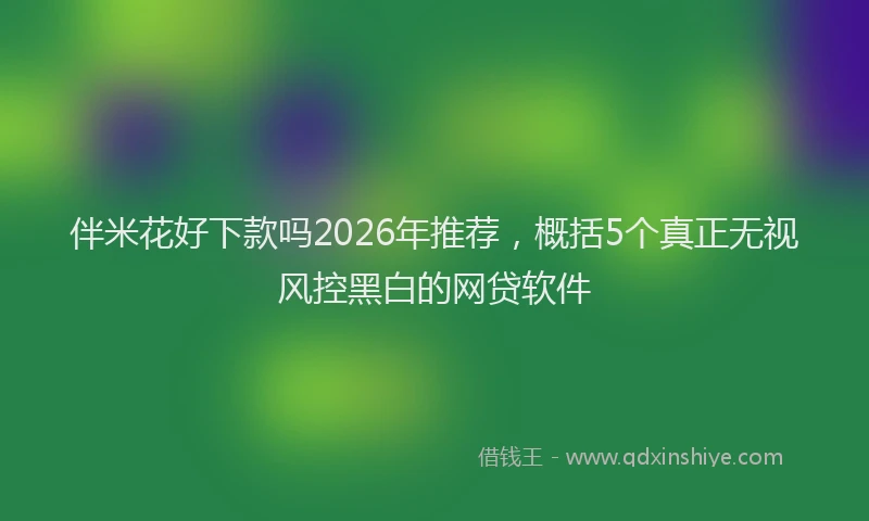 伴米花好下款吗2026年推荐，概括5个真正无视风控黑白的网贷软件