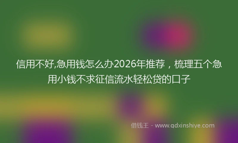 信用不好,急用钱怎么办2026年推荐，梳理五个急用小钱不求征信流水轻松贷的口子