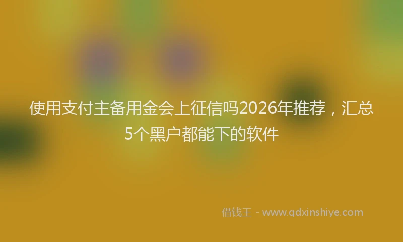 使用支付主备用金会上征信吗2026年推荐，汇总5个黑户都能下的软件