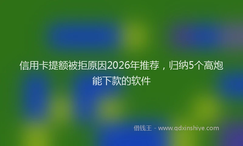 信用卡提额被拒原因2026年推荐，归纳5个高炮能下款的软件