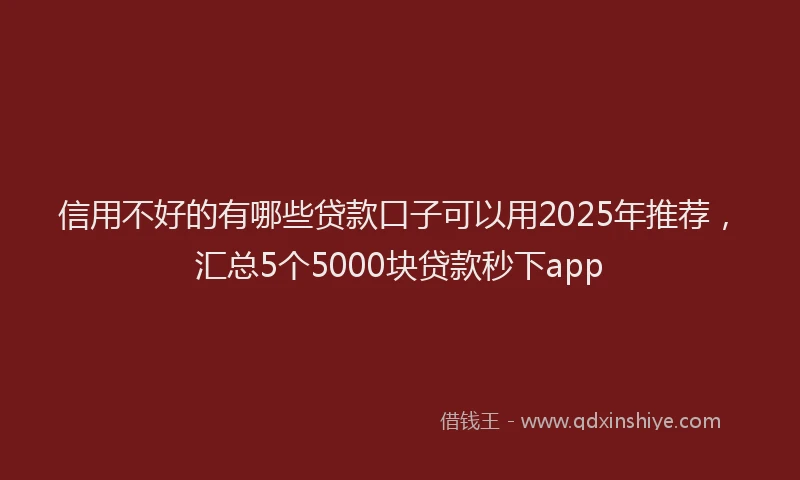 信用不好的有哪些贷款口子可以用2025年推荐,汇总5个5000块贷款秒下app