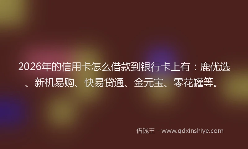 2026年的信用卡怎么借款到银行卡上有:鹿优选、新机易购、快易贷通、金元宝、零花罐等。