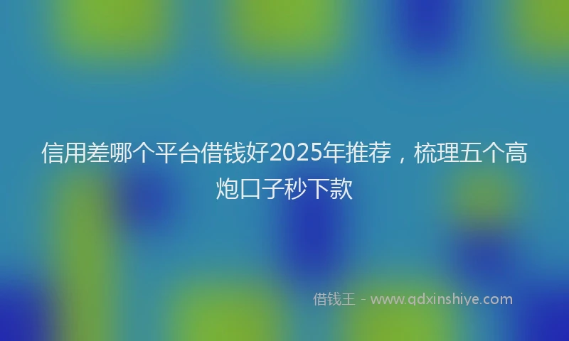 信用差哪个平台借钱好2025年推荐，梳理五个高炮口子秒下款
