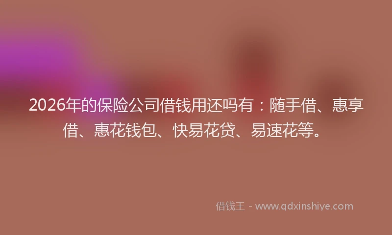 2026年的保险公司借钱用还吗有：随手借、惠享借、惠花钱包、快易花贷、易速花等。