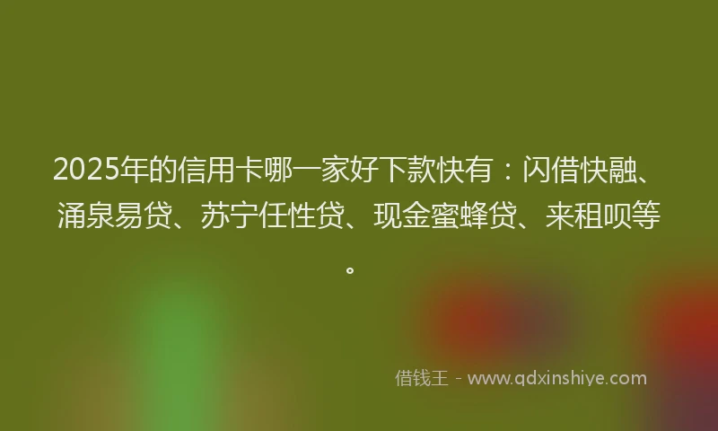 2025年的信用卡哪一家好下款快有：闪借快融、涌泉易贷、苏宁任性贷、现金蜜蜂贷、来租呗等。