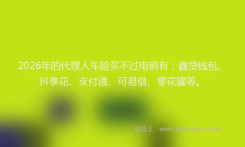 2026年的代理人车险买不过电销有：鑫贷钱包、抖享花、支付通、可易借、零花罐等。
