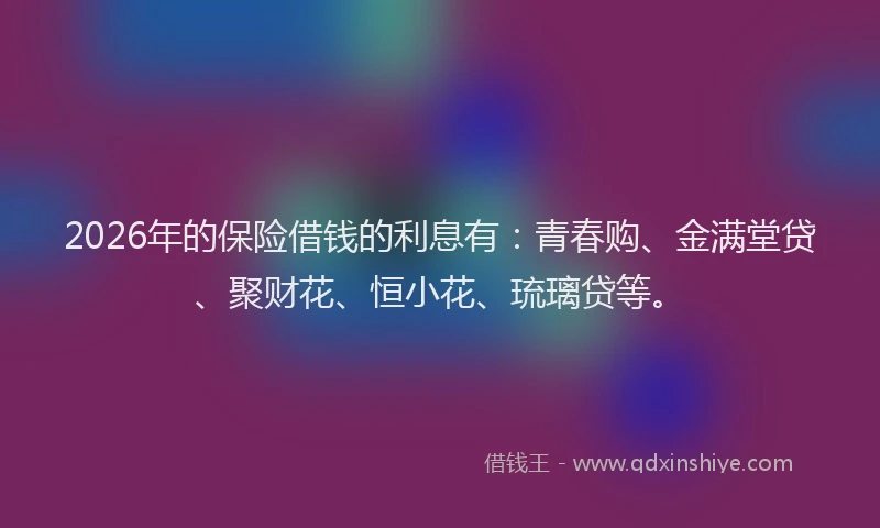 2026年的保险借钱的利息有：青春购、金满堂贷、聚财花、恒小花、琉璃贷等。