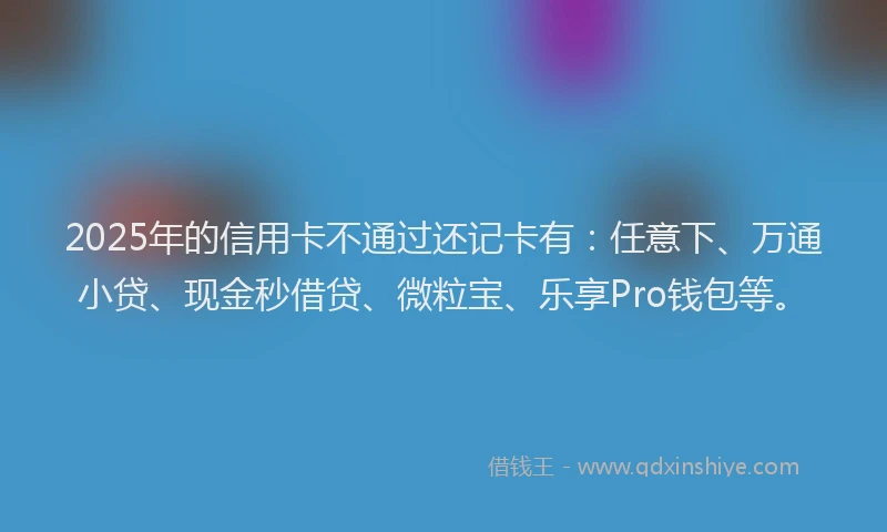 2025年的信用卡不通过还记卡有：任意下、万通小贷、现金秒借贷、微粒宝、乐享Pro钱包等。