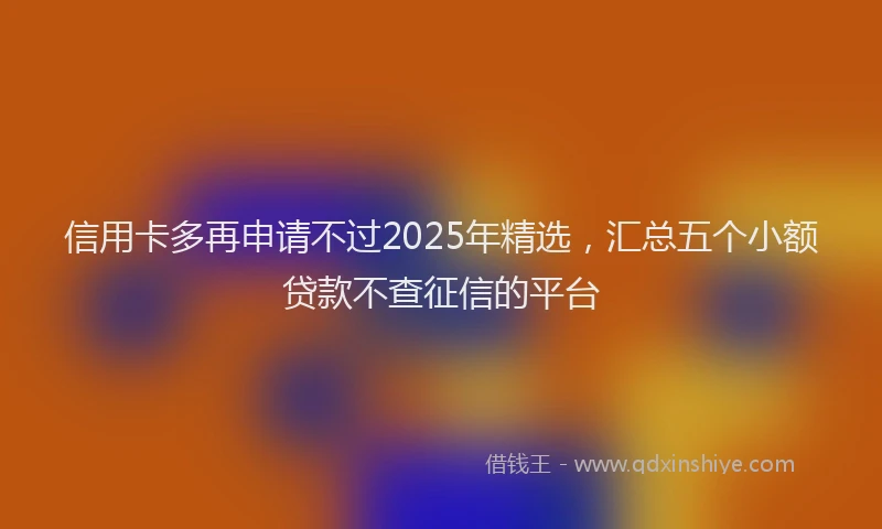 信用卡多再申请不过2025年精选,汇总五个小额贷款不查征信的平台