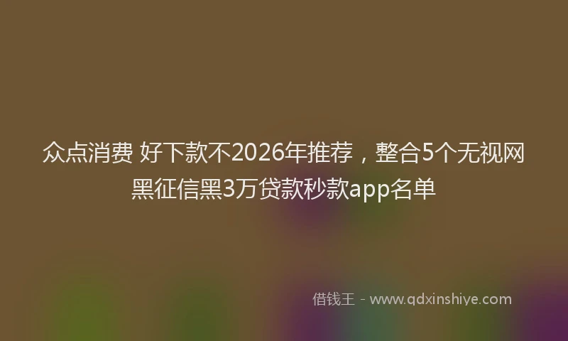 众点消费 好下款不2026年推荐，整合5个无视网黑征信黑3万贷款秒款app名单