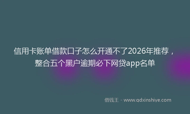 信用卡账单借款口子怎么开通不了2026年推荐，整合五个黑户逾期必下网贷app名单