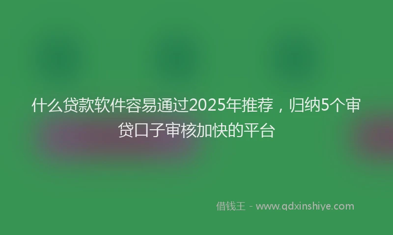 什么贷款软件容易通过2025年推荐，归纳5个审贷口子审核加快的平台