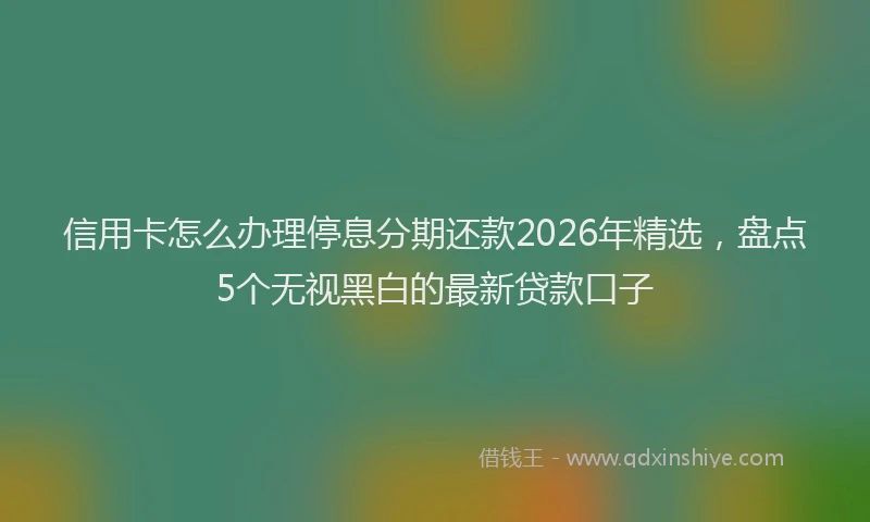 信用卡怎么办理停息分期还款2026年精选,盘点5个无视黑白的最新贷款口子