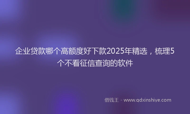 企业贷款哪个高额度好下款2025年精选，梳理5个不看征信查询的软件