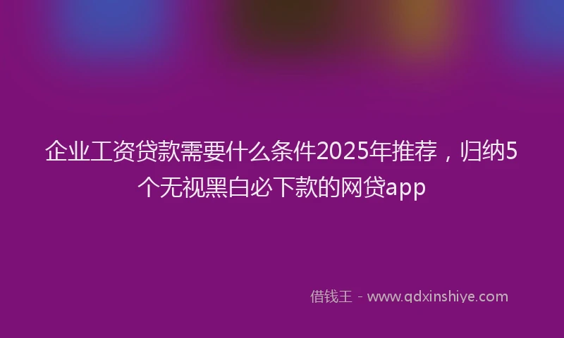 企业工资贷款需要什么条件2025年推荐，归纳5个无视黑白必下款的网贷app